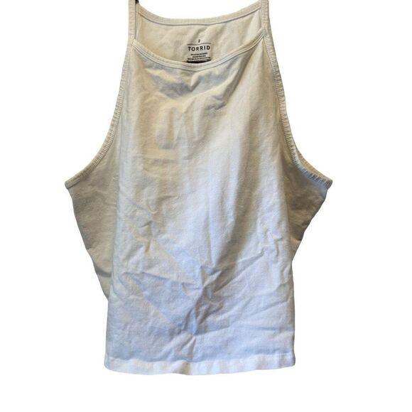 Torrid Cotton Blend Stretch Foxy High Neck Cropped Tank Top White Size 2 - Picture 1 of 4